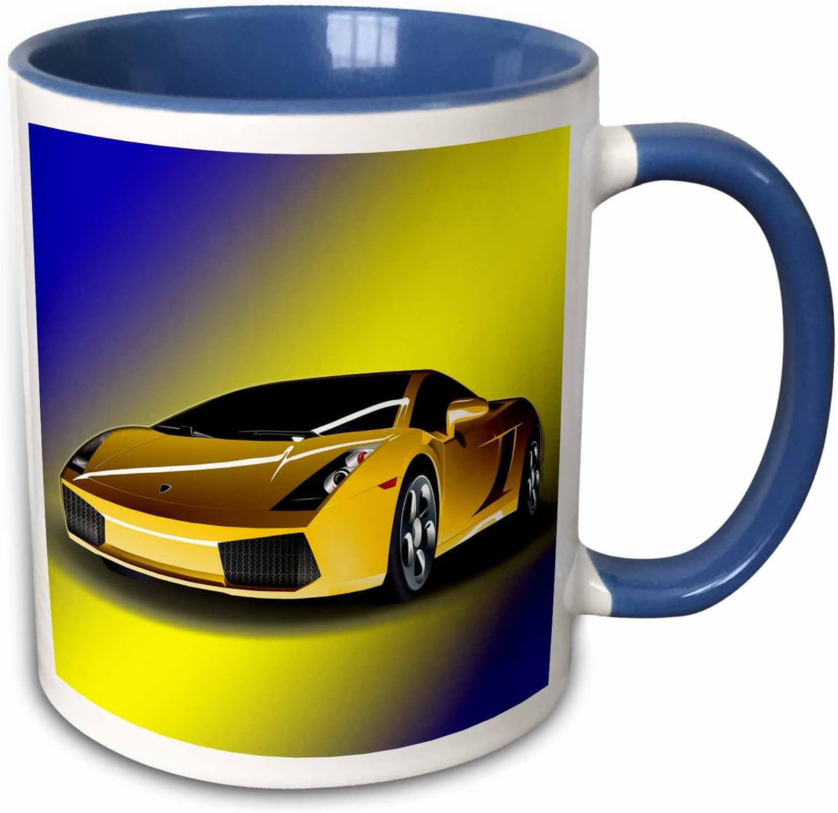 Cool Sport Car. Yellow Ceramic Mug