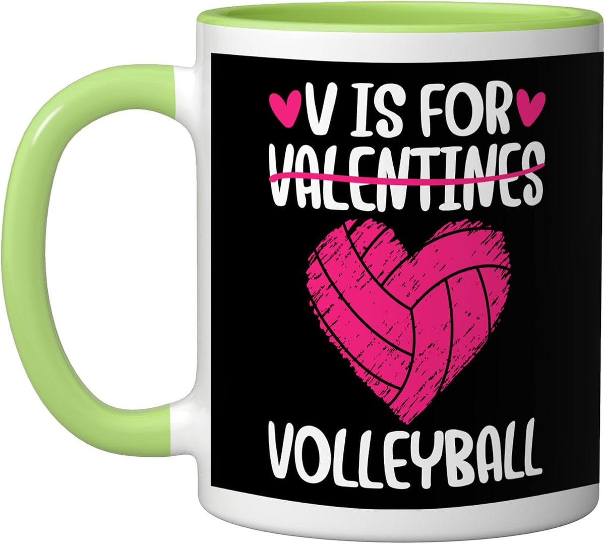 V Is For Volleyball Valentine Couple Valentine Day Ceramic Mug