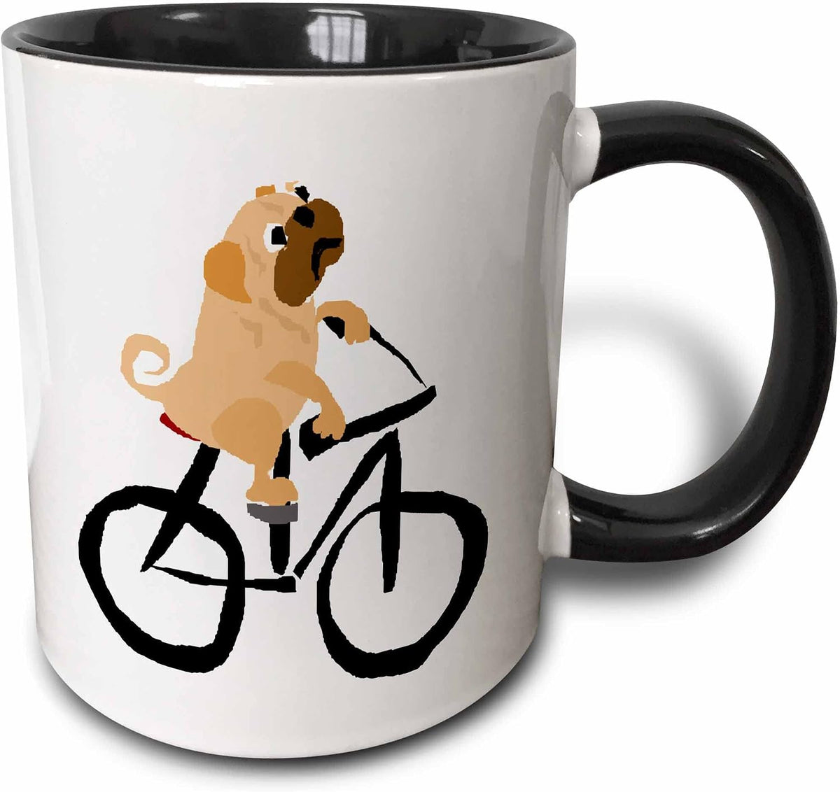 Funny Fawn Pug Puppy Dog Riding Bicycle Ceramic Mug