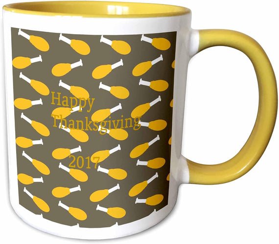 Happy Thanksgiving With Rows Of Turkey Legs Ceramic Mug