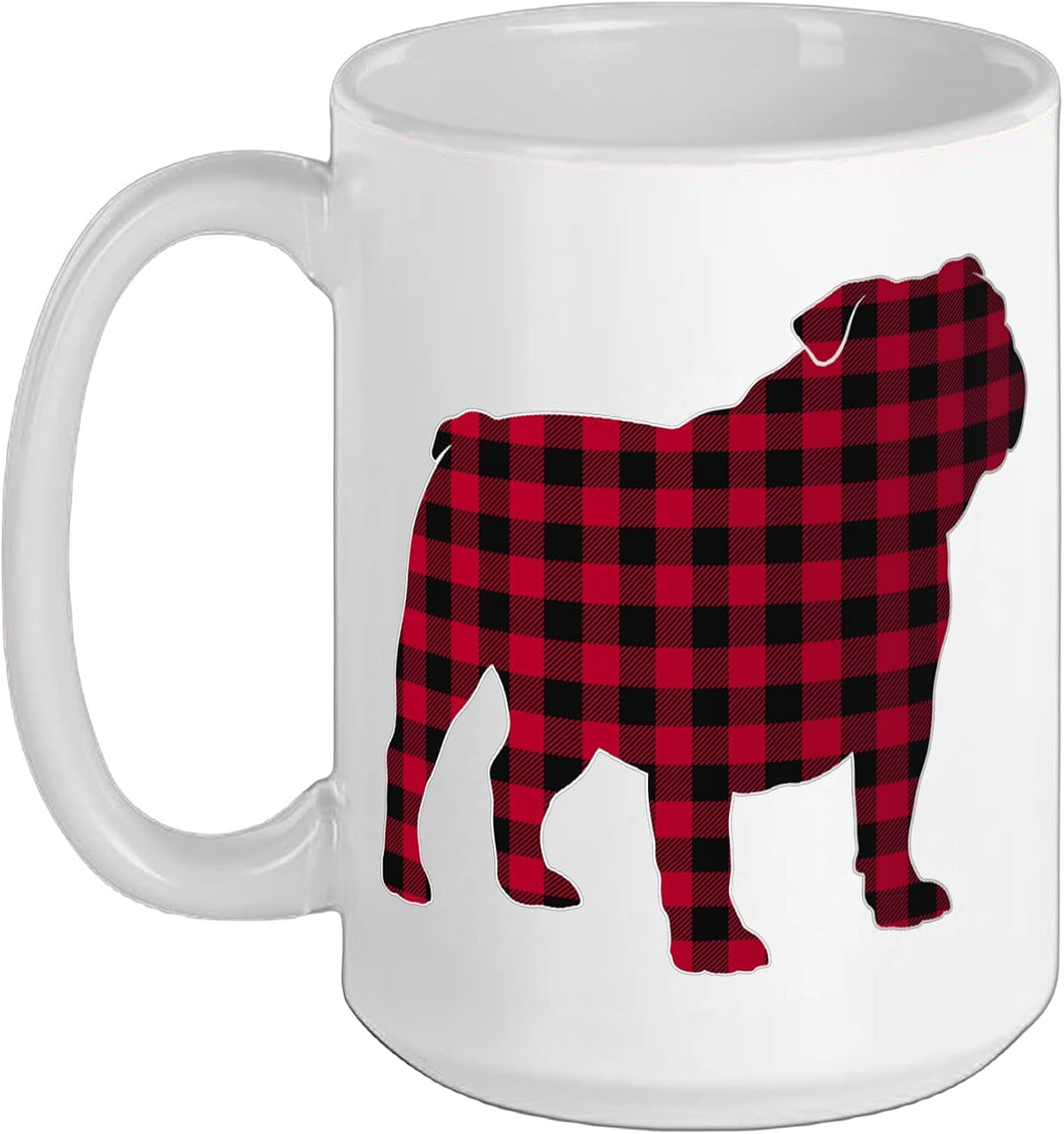 Bulldog Buffalo Plaid Dog Silhouette Ceramic Mug