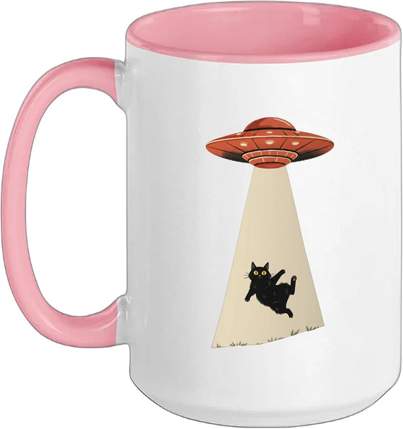Dad Ufo Cat Abduction Funny Dad Design Halloween &Father Ceramic Mug