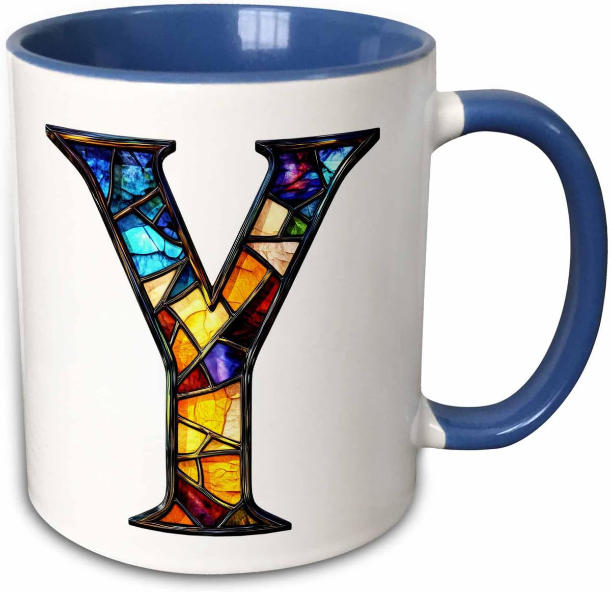 Pretty Image Of Stained Glass Letter Y Ceramic Mug