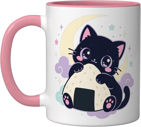 Black Cat Onigiri Pastel Goth Ceramic Mug