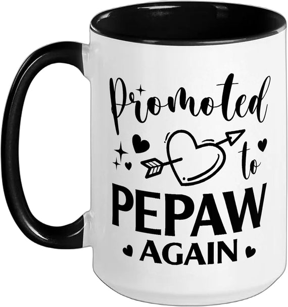 Promoted To Pepaw Again Heart Arrow Matching Ceramic Mug