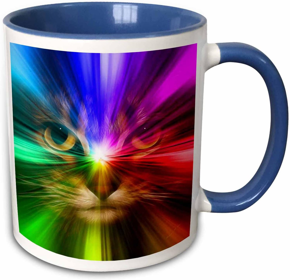 Domestic Cat Surrounded With A Rainbow Ceramic Mug