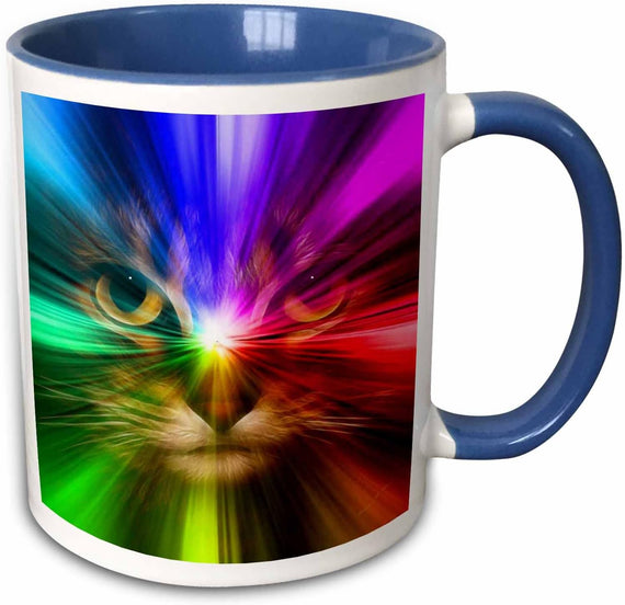 Domestic Cat Surrounded With A Rainbow Ceramic Mug
