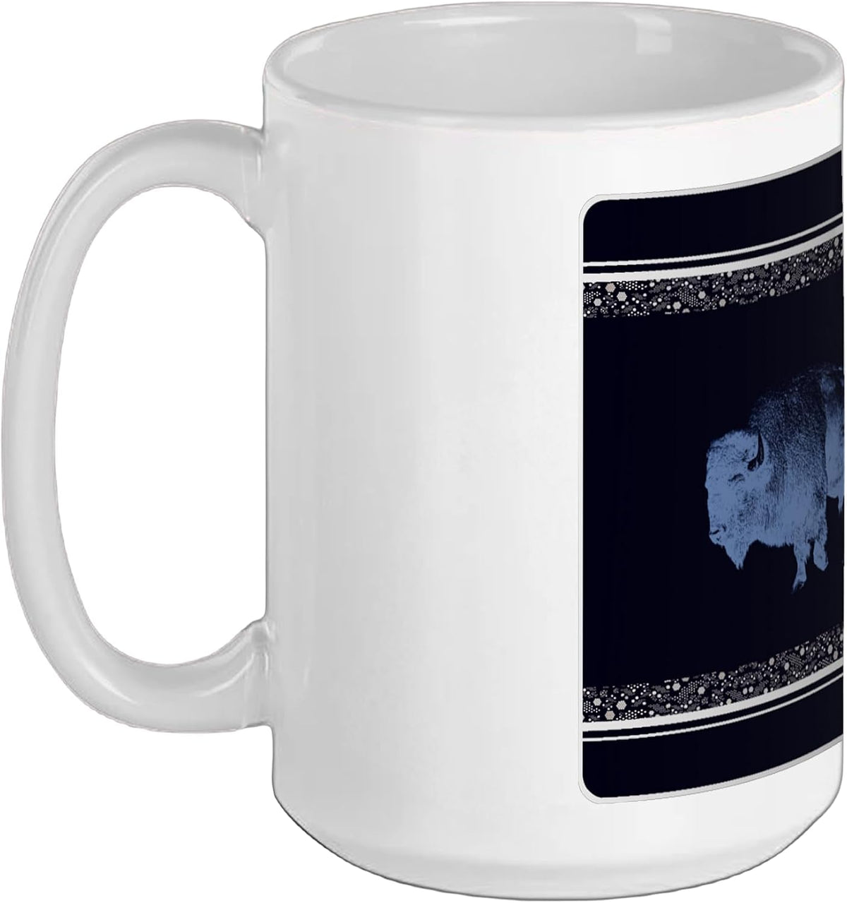 Buffalo Honeycomb Stripes Blue & White Ceramic Mug