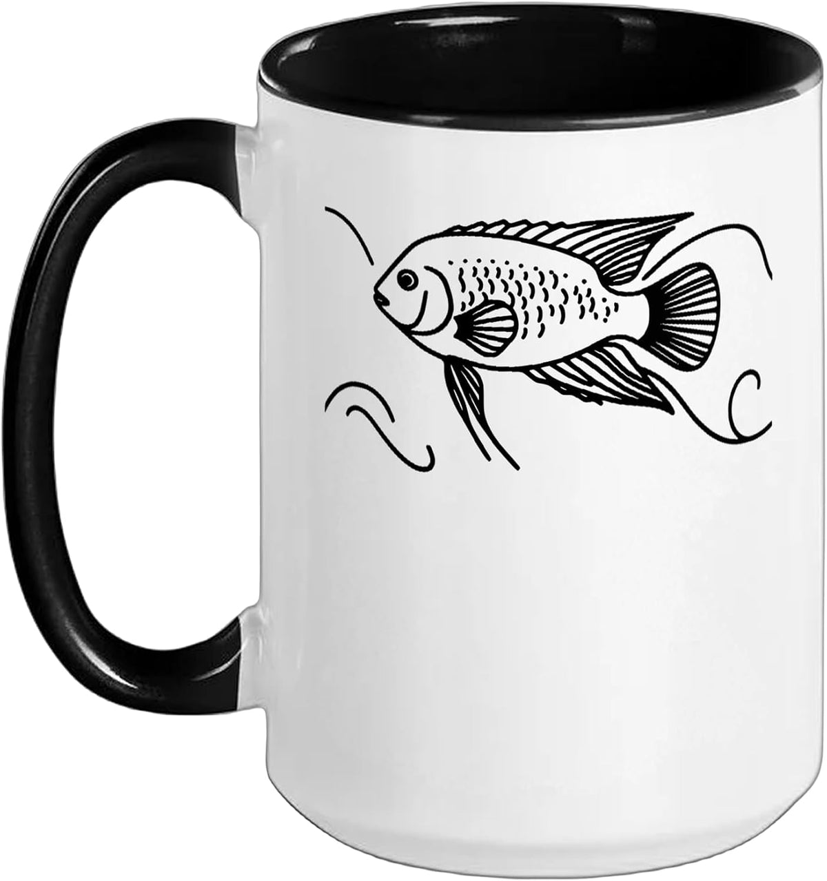Jewel Cichlid Line Art Aquarist Ceramic Mug