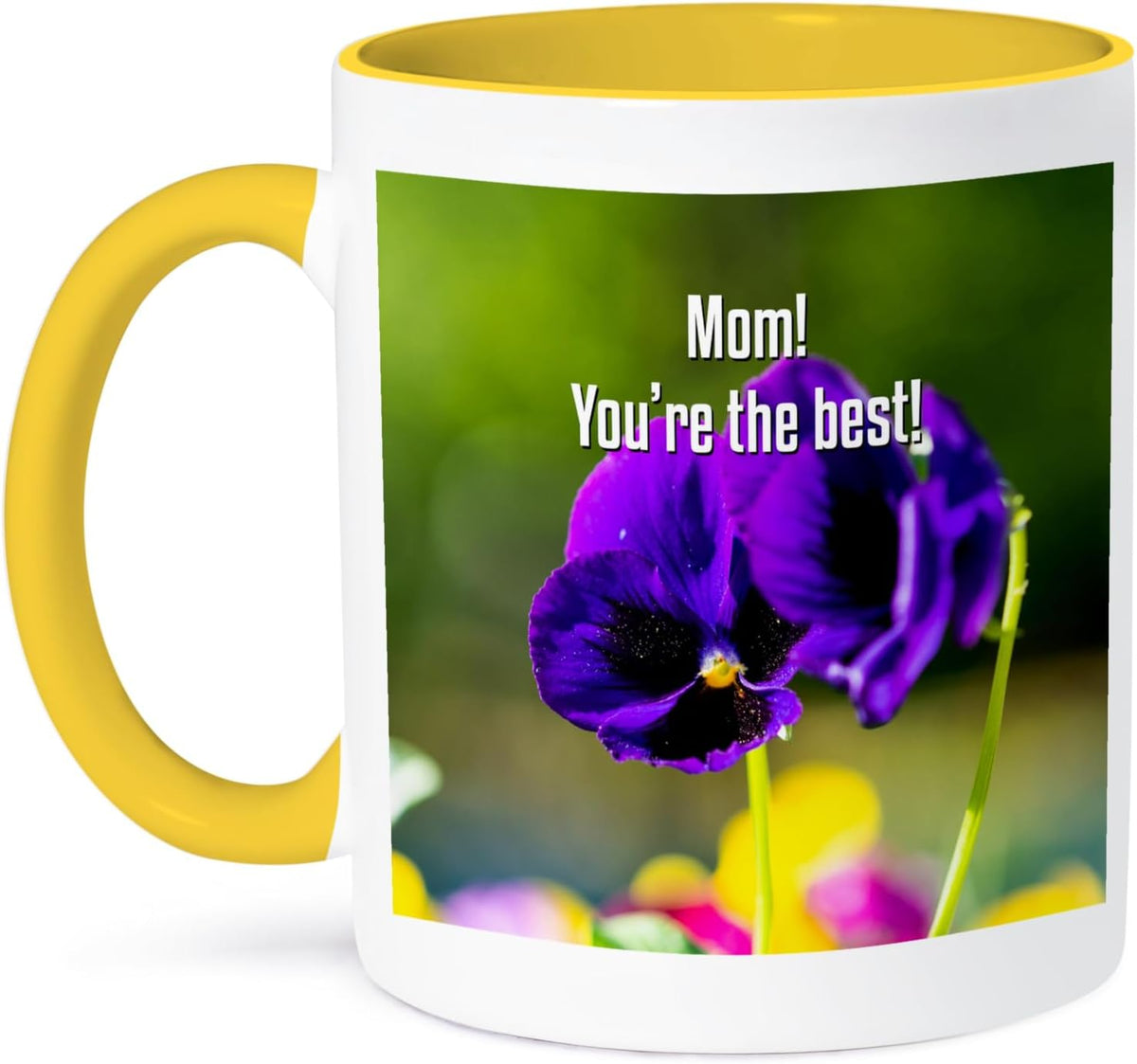Happy Mothers Day Greetings. Purple Viola Ceramic Mug