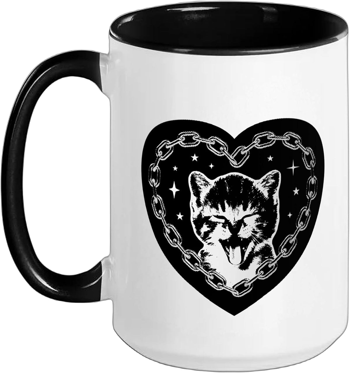 Cute Y2k Cat Chain Heart Emo Goth 90s 2000s Vintage Ceramic Mug