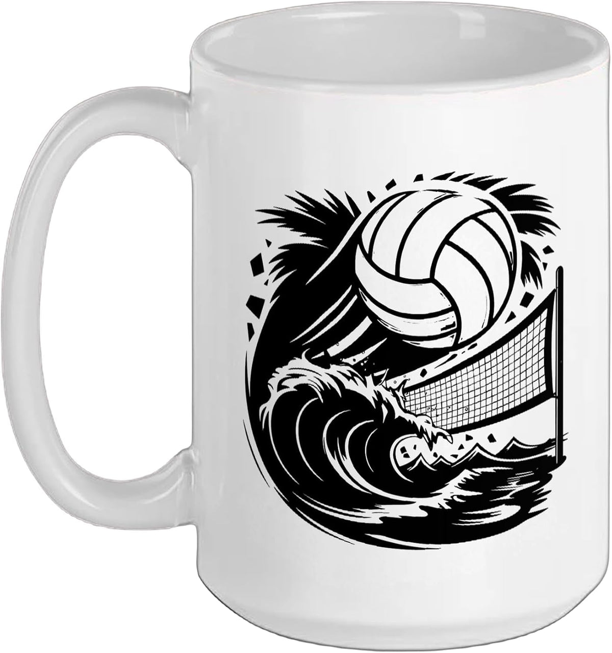 Beach Volleyball Vintage Palm Tree Net Scene Outdoor Retro Ceramic Mug