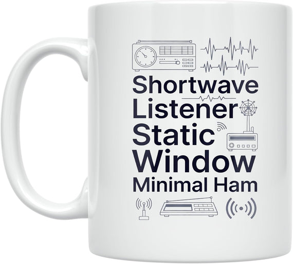 Shortwave Listener Mug - Static Window Minimal Ham Design Ceramic Mug