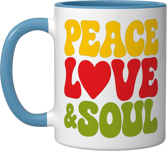 Groovy Peace Love & Soul R&B Music Retro Vintage 90s Fan Ceramic Mug