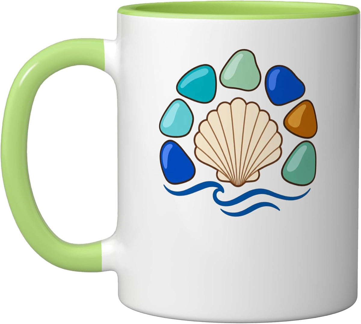 Sea Glass Shell And Waves Beachcomber Colorful Art Ceramic Mug