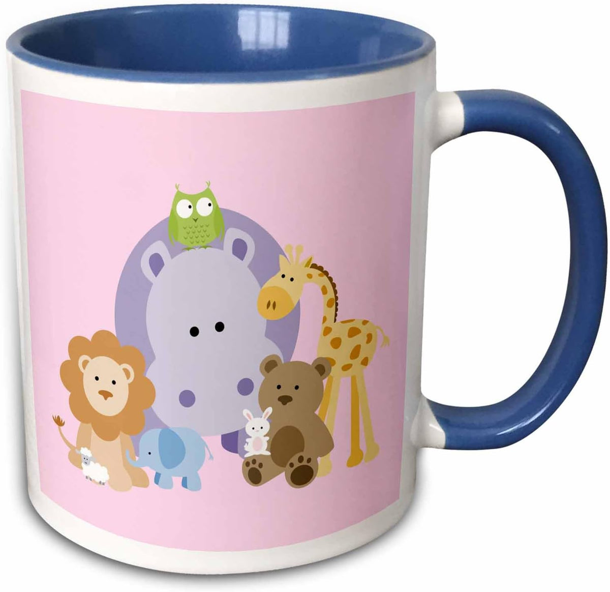Family Of Cute Zoo Animals On Pink Backdrop Ceramic Mug
