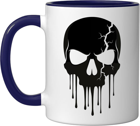 Cracked Black Skull Rock Skull Skeleton Vintage Halloween Ceramic Mug