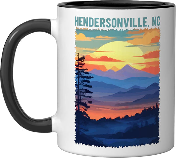 Hendersonville Nc Usa Mountain Scenic Sunset Style Design Ceramic Mug