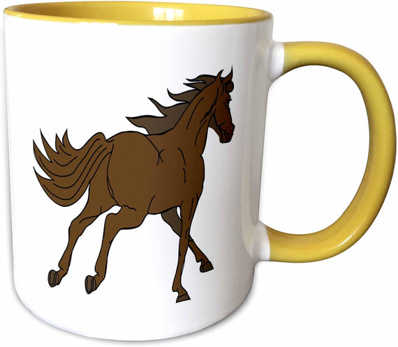 Galloping Brown Horse Ceramic Mug
