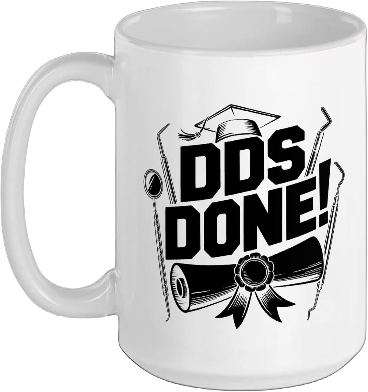 Dental School Graduate Cap Diploma Tooth Illustration Ceramic Mug