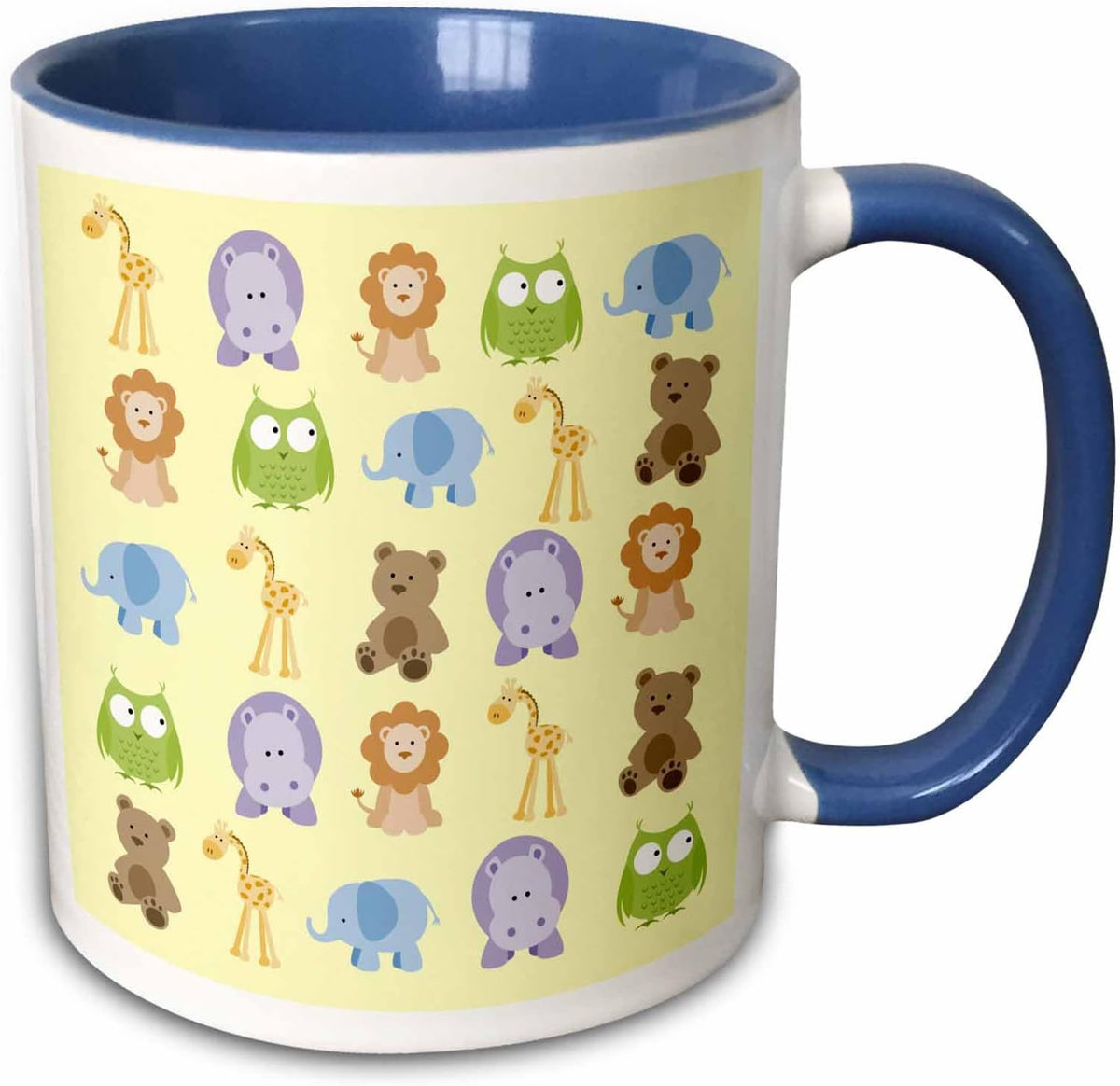 Cute Zoo Animals On A Yellow Background Ceramic Mug