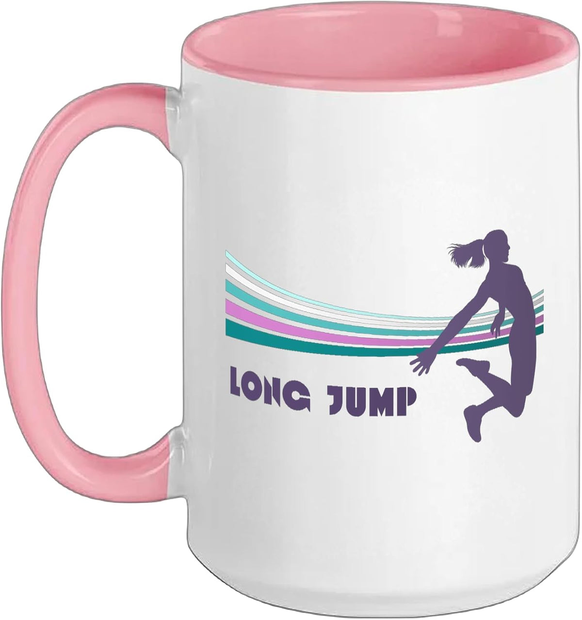 Retro Colors Long Jump - Fun Track And Field Ceramic Mug