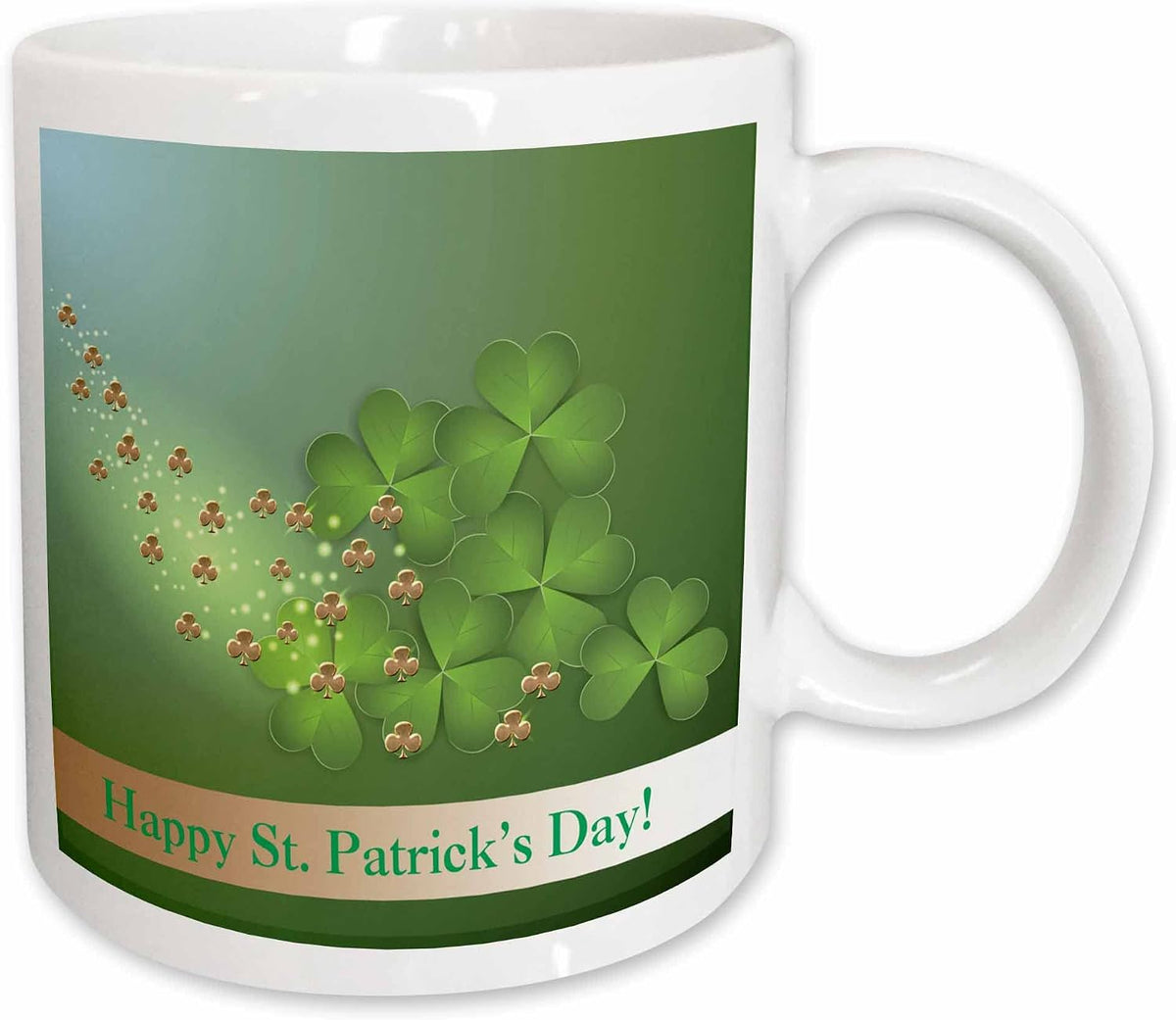 Beautiful Green And Gold Shamrocks, Happy St. Patricks Day Ceramic Mug