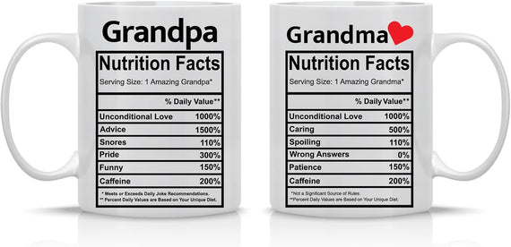 Cbtwear Grandpa & Grandma Nutrition Facts Ceramic Coffee Couples Mug