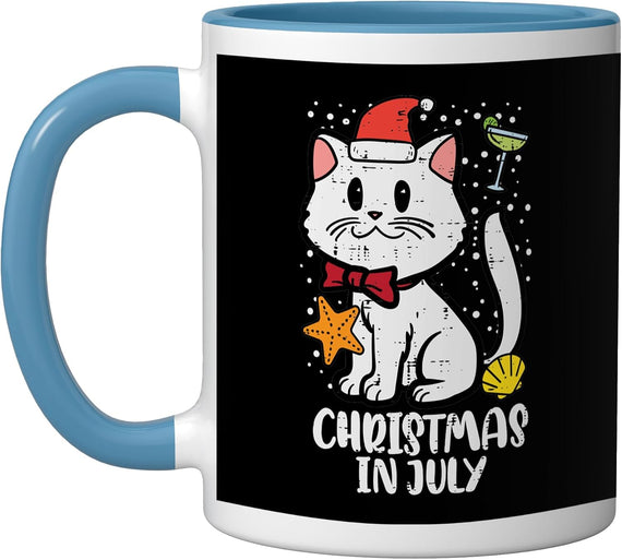 Christmas In July Cat Summer Xmas Kitten Girls Kids Women Ceramic Mug