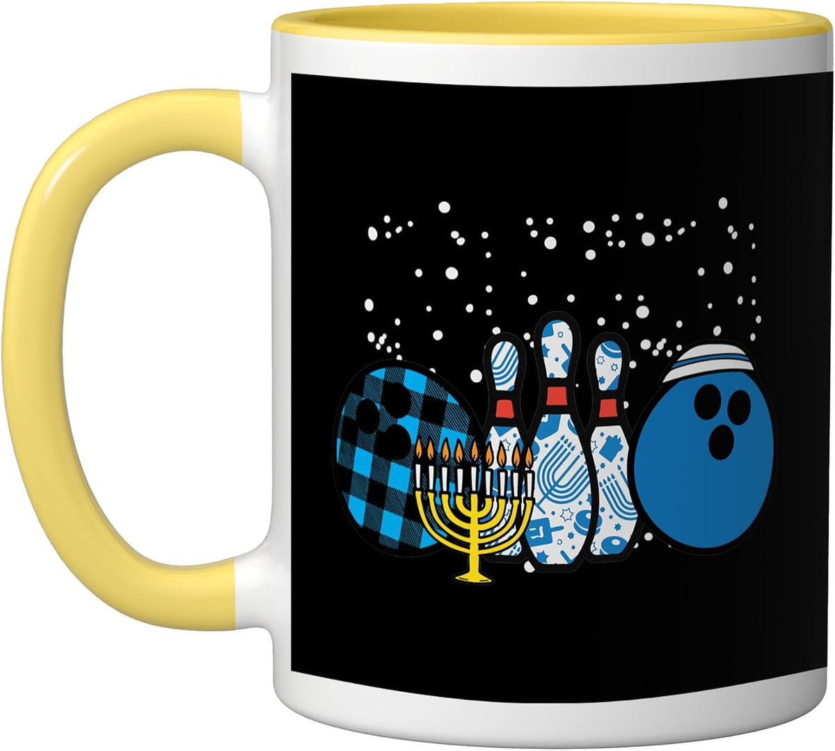 Hanukkah Bowling Chanukah Jewish Bowler Women Kids Men Ceramic Mug