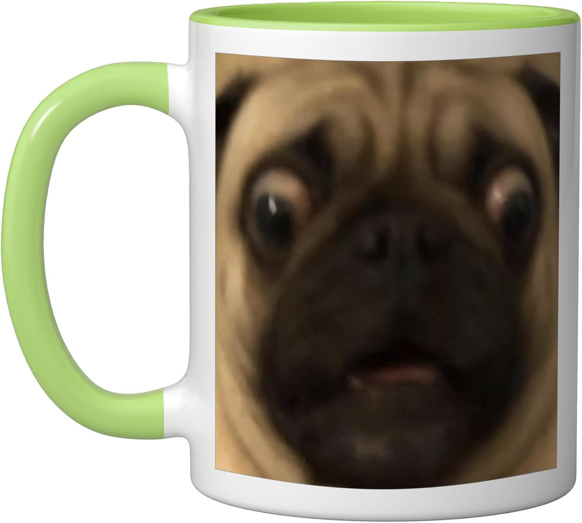 Funny Blurry Pug Dog Meme Style Photo Graphic Ceramic Mug