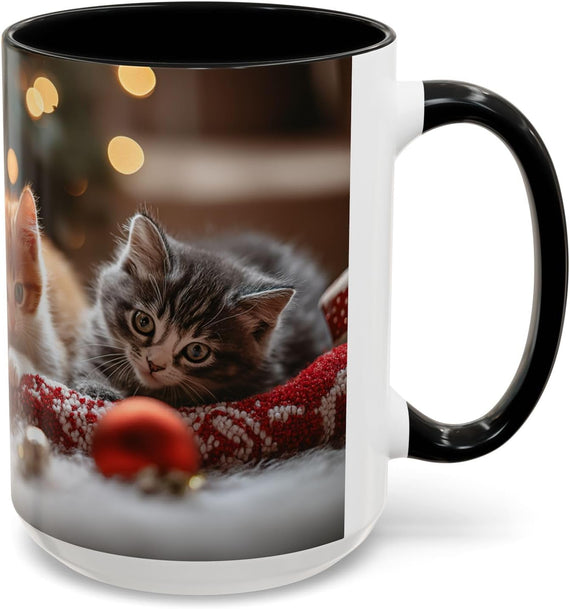 Multi Colored Cats Christmas Ceramic Mug