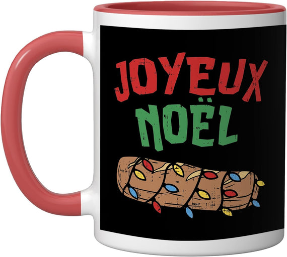 Joyeux Noel French Merry Christmas Baguette Bread Ceramic Mug