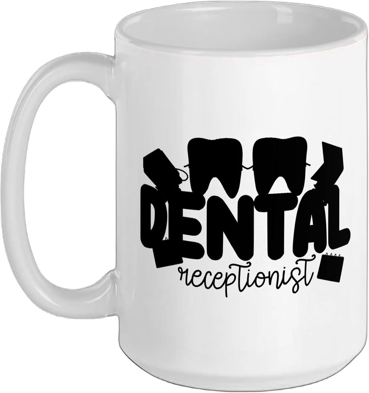 Dental Receptionist Teeth Icons Graphic Ceramic Mug