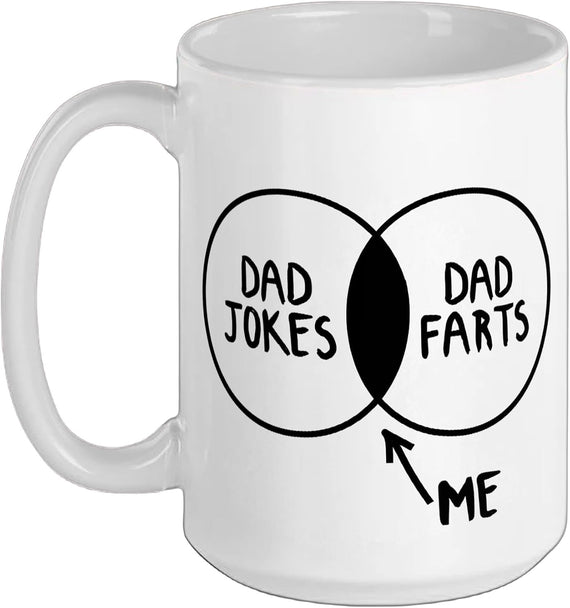 Dad Jokes Dad Farts Venn Diagram Funny Saying Mens Humor Ceramic Mug