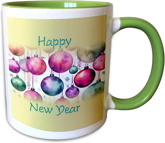 Color Balls Gold Words Happy Year Ceramic Mug