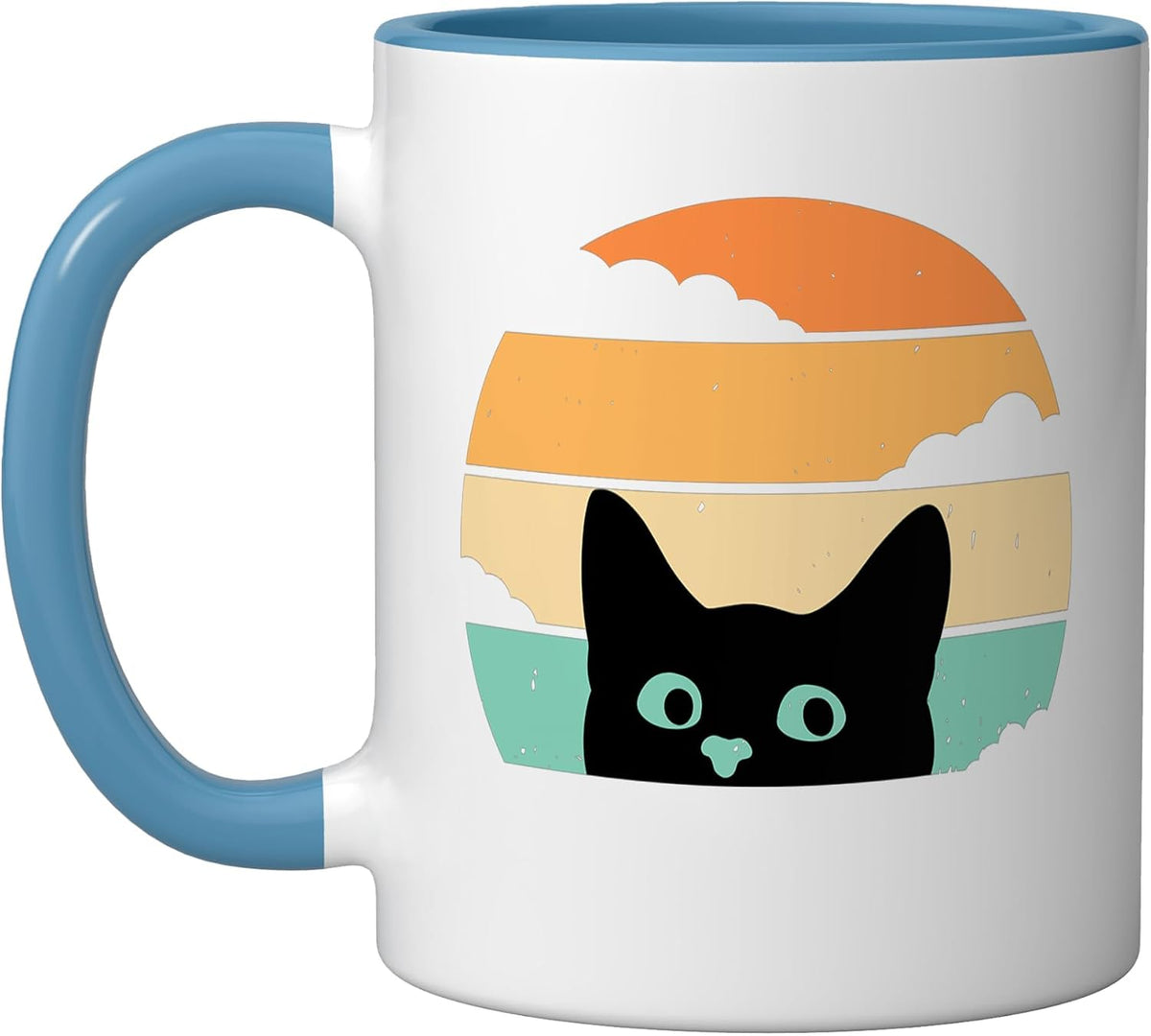 Cat Retro Style Black Kitty Design For Cat Lovers Ceramic Mug