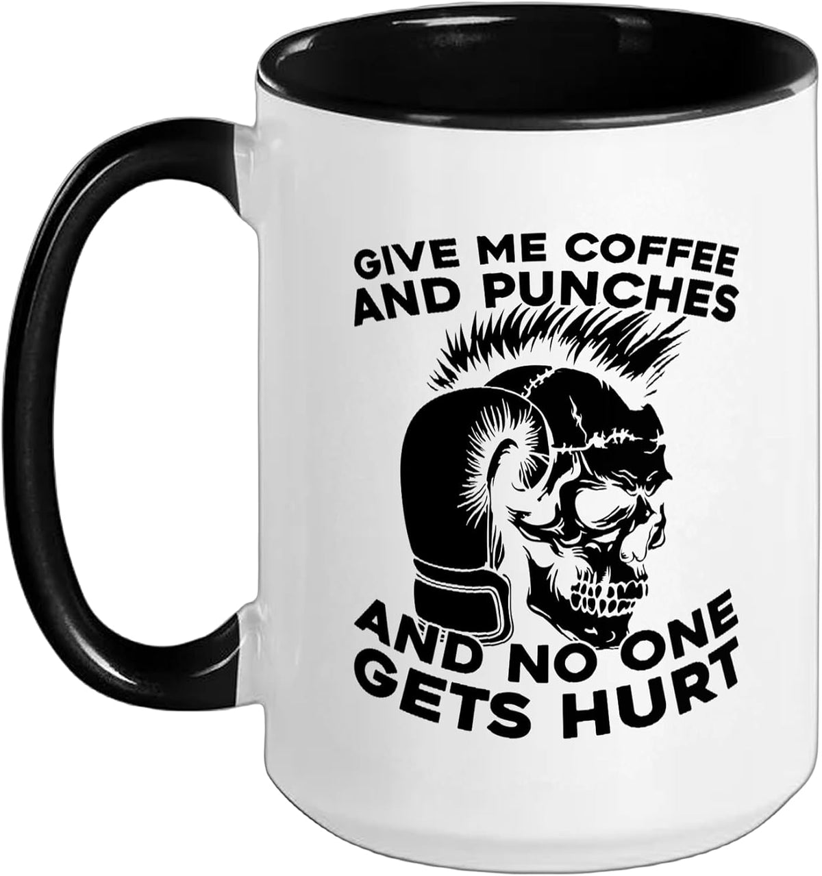 Give Me Coffee And Punches Skull Boxing Ceramic Mug
