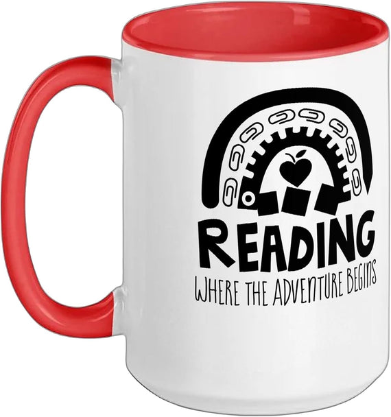 Reading Where The Adventure Begins Rainbow Ceramic Mug
