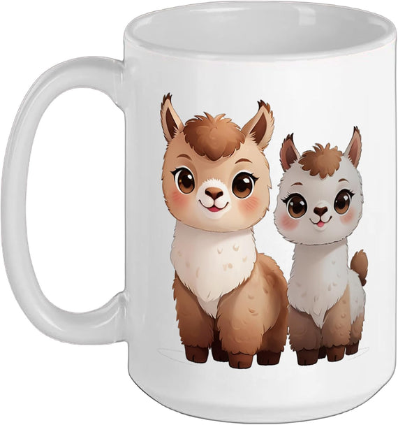 Adorable Llama Duo Cute Animal Lovers Design Ceramic Mug