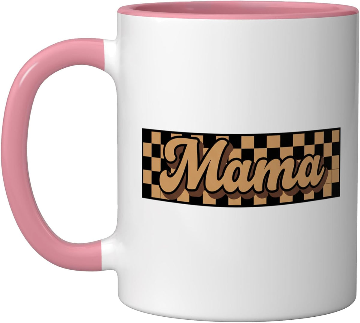 Mama Retro Script Checkered Mom Typography Vintage Mom Ceramic Mug