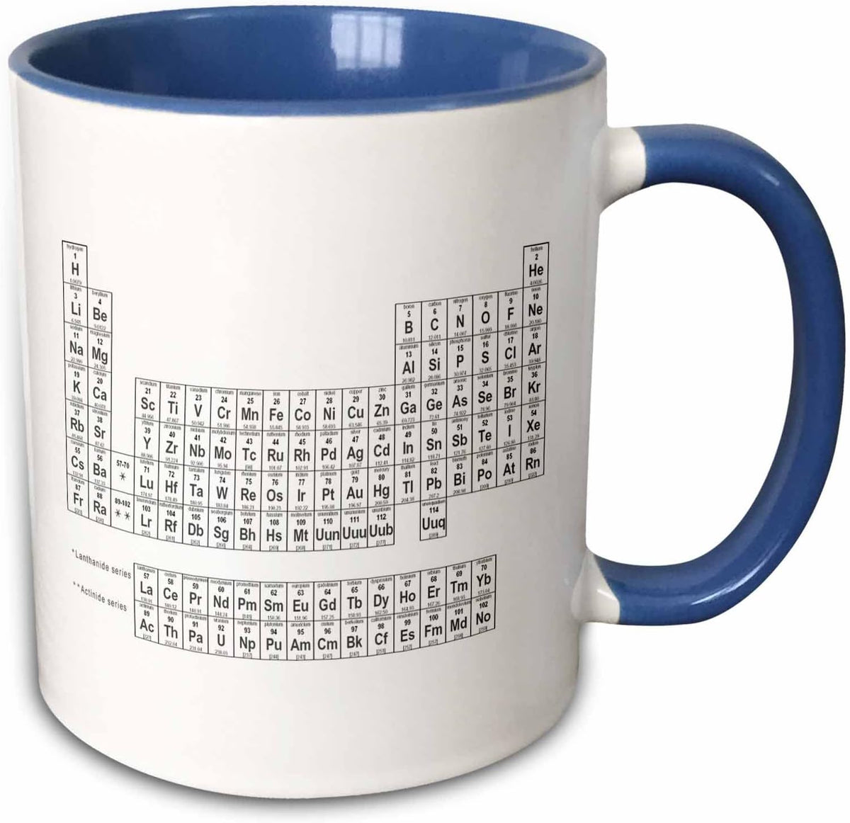 Periodic Table Of Elements, Black And White Ceramic Mug