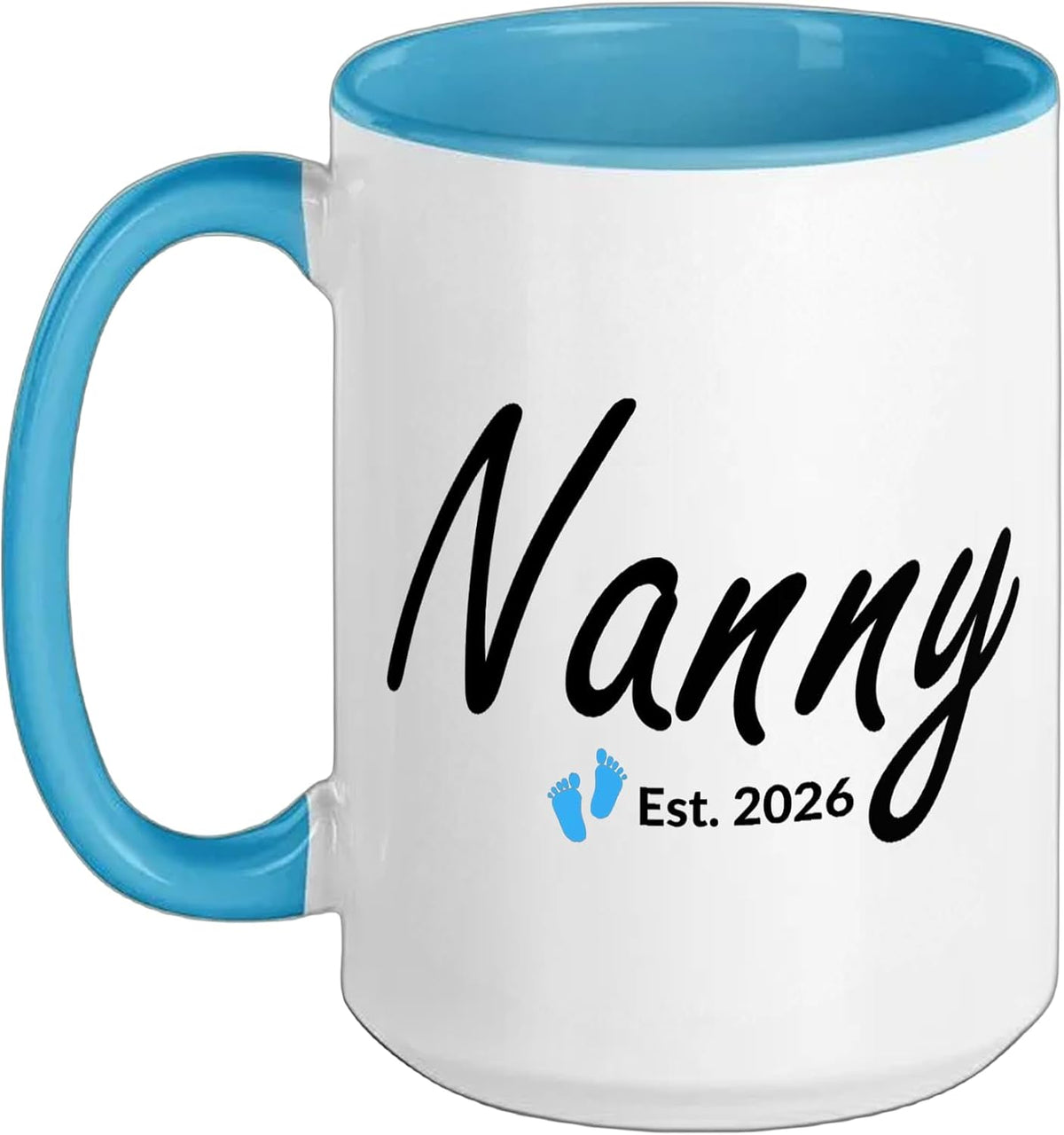 Nanny Est 2026 Blue Footprints New Nanny Ceramic Mug