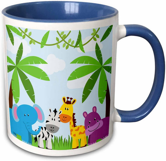 Cute Jungle Animals Scene Ceramic Mug