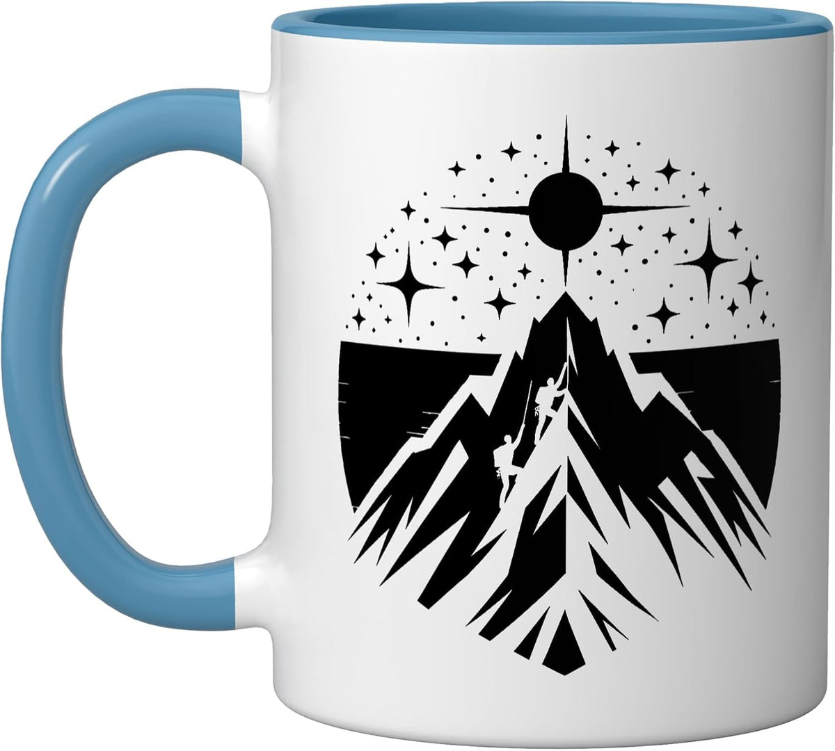 Mountain Climbers Starry Night Peak Adventure Ceramic Mug