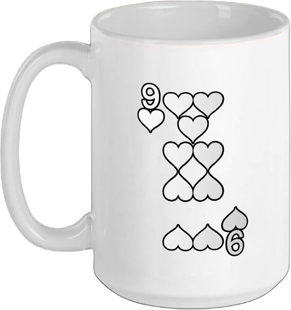 Nine Of Hearts Playing Card Outline Ceramic Mug