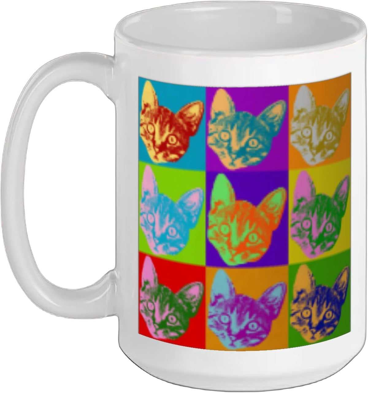 Cat Pop Art Retro Kitty Kitten Funny Cute Graphic Art Pet Ceramic Mug