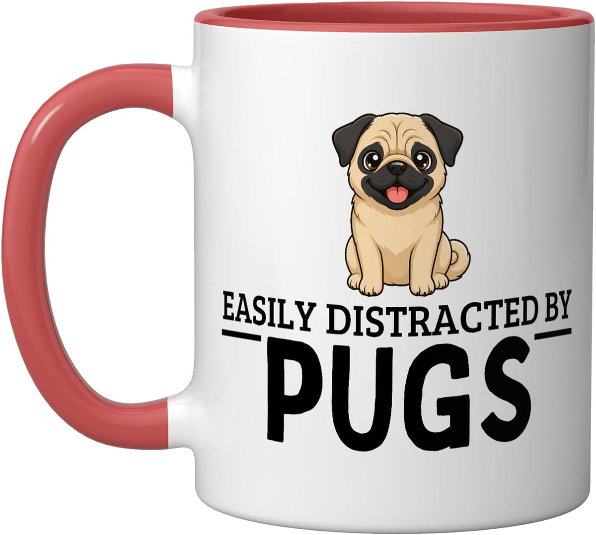 Easily Distracted By Pugs Funny Pug Ceramic Mug