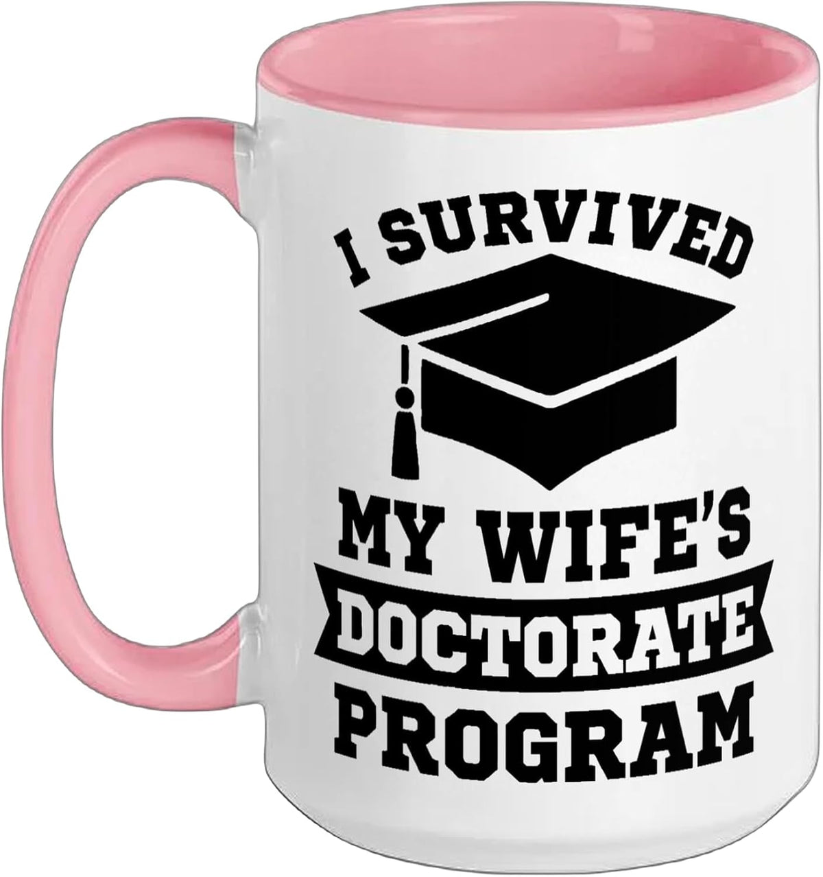 I Survived My Wife's Doctorate Program Funny Phd Degree Ceramic Mug