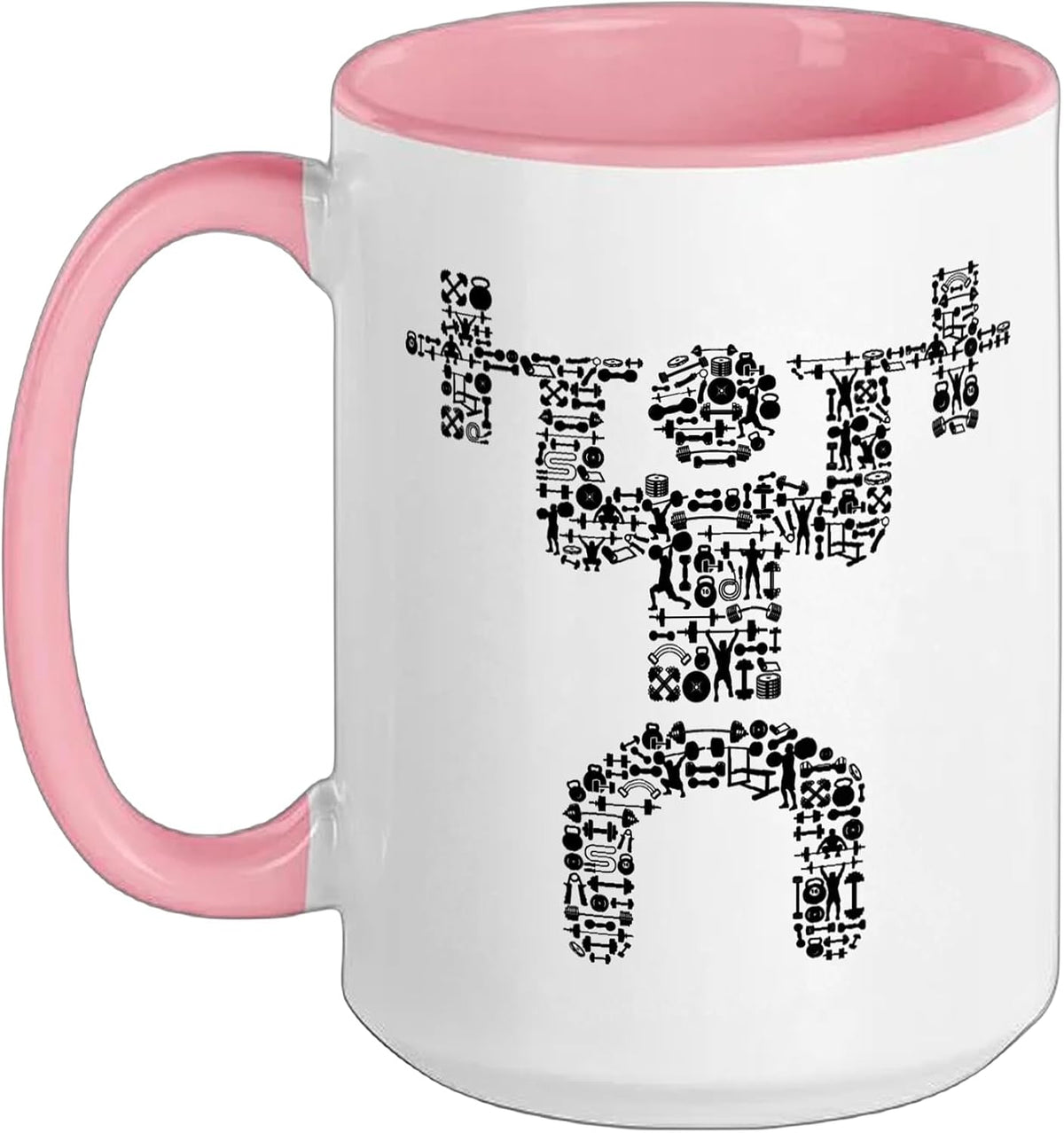 Shape Collage Gym Stuff, Bodybuilder Stuff, Weightlifting Ceramic Mug